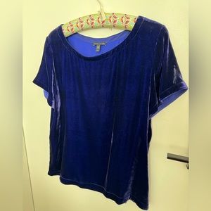 Eileen Fisher purple  velvet short sleeve top size Large preowned